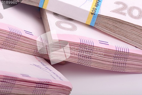 Image of Pile of ukrainian money, ukrainian hryvnia