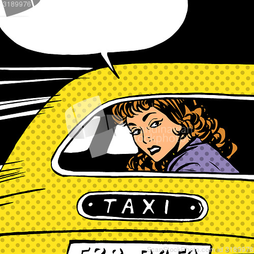 Image of woman goes to taxi looks around separation anxiety love maniac p