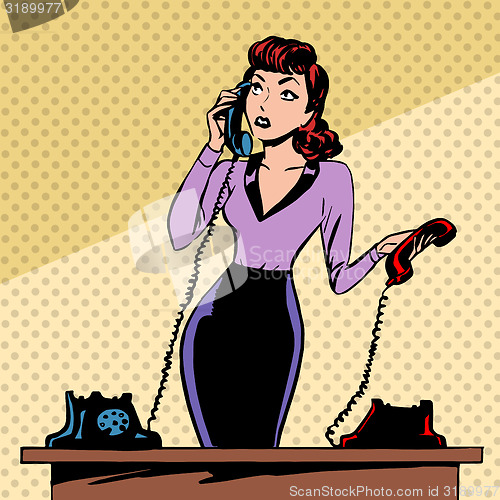 Image of Girl Secretary answers the phone progress and communication tech