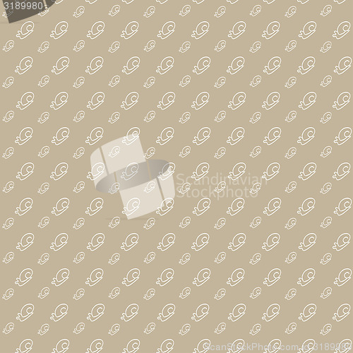 Image of Vector seamless background. White snail on a light brown