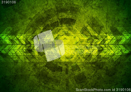 Image of Green grunge tech geometric background