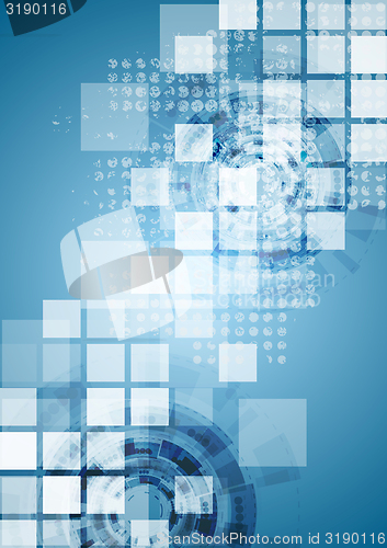 Image of Bright blue tech vector background
