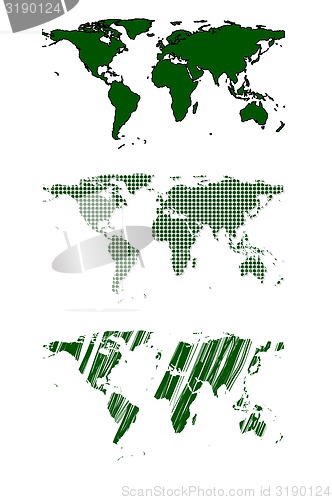 Image of Green world map vector design