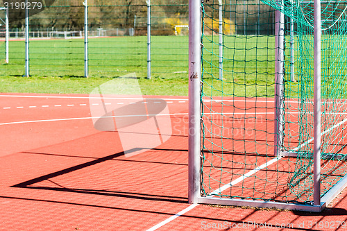 Image of Empty outdoor handball goal