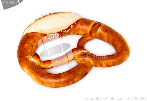 Image of Fresh German pretzel  (Bretzel or Bretze) on white 