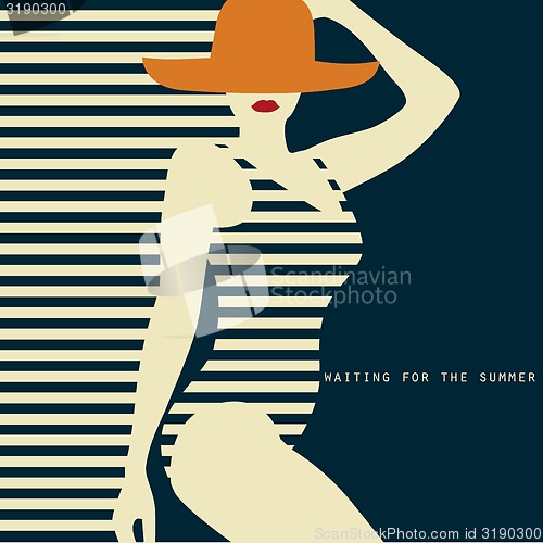Image of stylized woman in swimsuit waiting for the summer