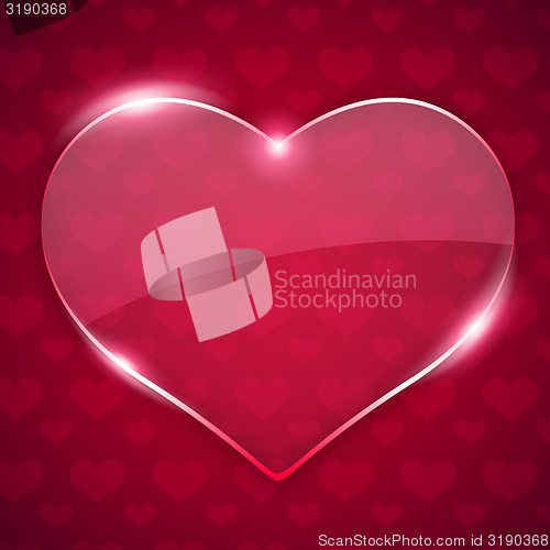 Image of Glass Valentine Heart on Red Background