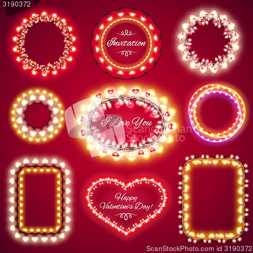 Image of Valentines Lights Frames with a Copy Space Set1