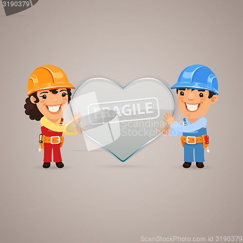 Image of Valentines Day Poster with Couple Workers