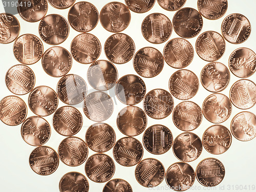 Image of Dollar coins 1 cent wheat penny cent