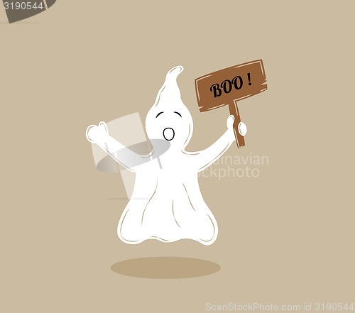 Image of ghost with wooden table