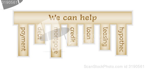 Image of wooden label with we can help