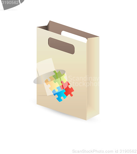 Image of paper bag with puzzle symbols