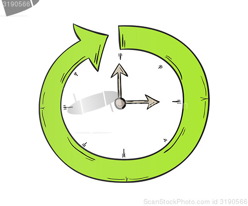 Image of arrow and clock