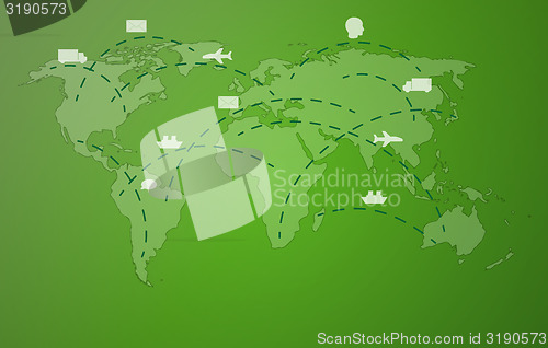 Image of green worldmap with symbols