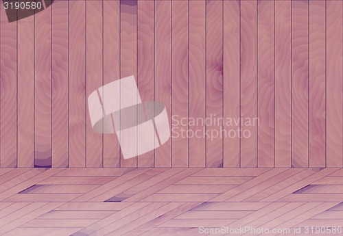 Image of wooden room with purple - blue wood