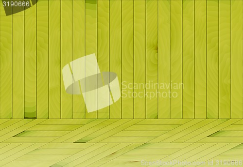 Image of wooden room with green wood