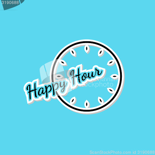 Image of blue happy hour background with clock