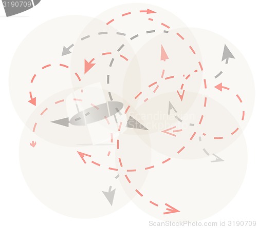 Image of circles with gray and red arrows