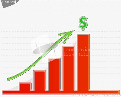 Image of graph growing to the top for money