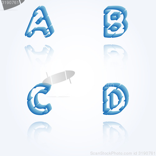 Image of sketch jagged alphabet letters, A, B, C, D