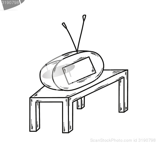 Image of sketch of the small TV