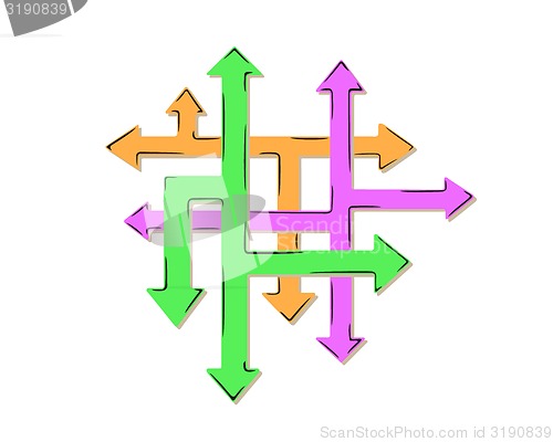 Image of net of the arrows and many arrows - many ways