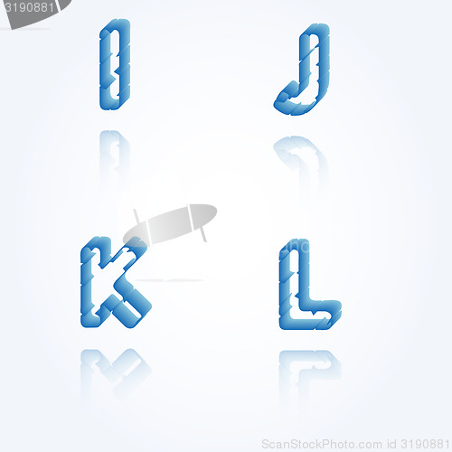 Image of sketch jagged alphabet letters, I, J, K, L