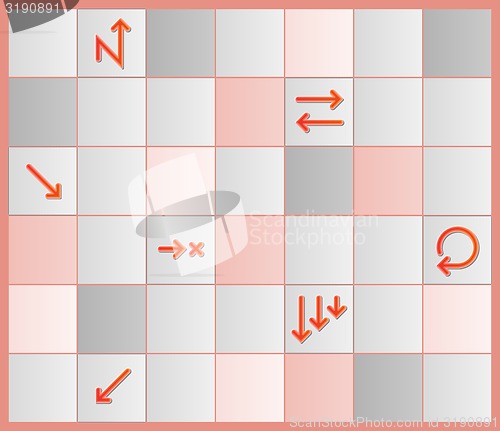Image of board with different tiles and arrows
