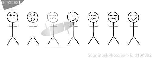 Image of set of the simple persons with different emotions