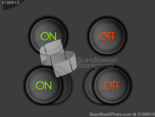 Image of buttons with ON and OFF text