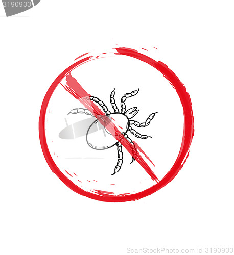 Image of warning sign of the tick, sketch