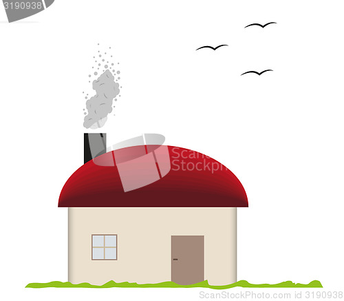 Image of house and smoking chimney