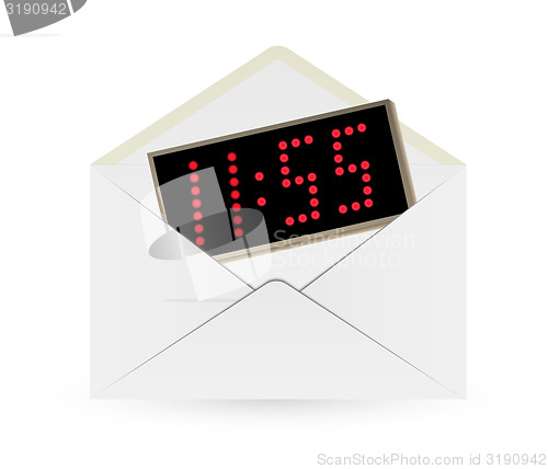 Image of white envelope and digital watch