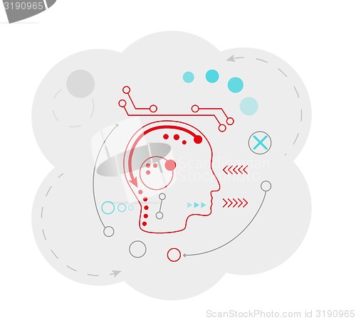 Image of abstract map of the cloud with head and lines