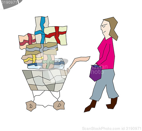 Image of few bags for shopping and woman