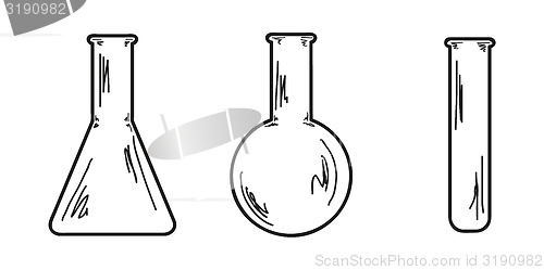 Image of three empty flasks