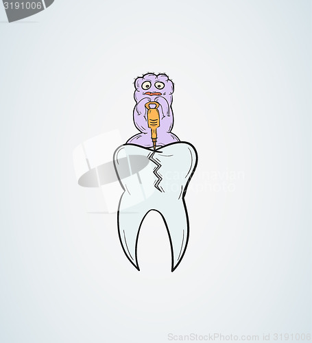 Image of tooth with defect and ugly creature