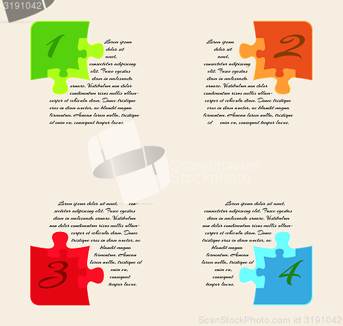 Image of infographics - four options with puzzle pieces