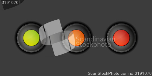 Image of dark buttons with green, orange and red color