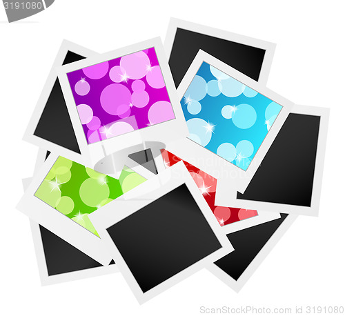 Image of photo frame collection with bubbles or blank