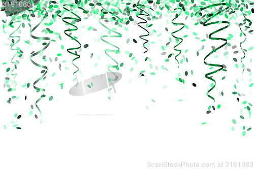 Image of falling green confetti