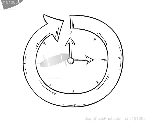 Image of arrow and clock