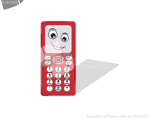 Image of comic phone with eye and smile