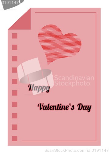 Image of happy valentines day - red paper list