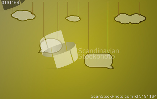 Image of dark yellow background with speak bubbles