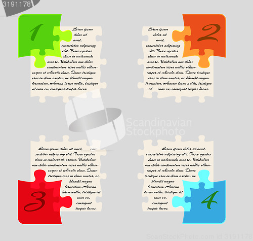 Image of infographics - four options with puzzle pieces