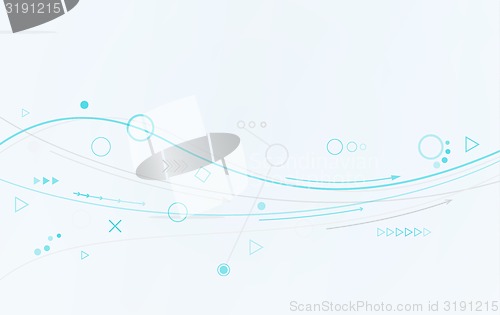 Image of blue lines, circles and different symbols