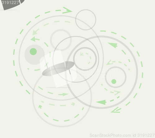 Image of gray circles with green arrows