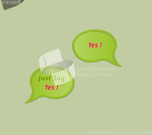 Image of speak bubble with Just say yes, and answer Yes